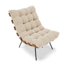 Poltrona Costela Suede Drossi Bege