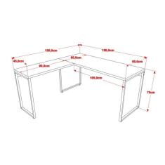 Conjunto Home Office 2 Peças Com 1 Escrivaninha Em L E 1 Estante 4 Prateleiras Kuadra Compace Onix