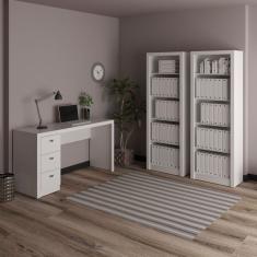 Conjunto Home Office Com 1 Escrivaninha 3 Gavetas Com 2 Estantes Espresso Móveis Branco