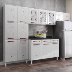 Cozinha Completa 14 Portas 2 Gavetas 3 Vidros Mirage New Telasul Branco