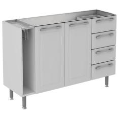 Balcão Para Pia Itatiaia Diamante Com 2 Portas E 4 Gavetas Branco