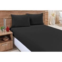 Lençol de Elástico Queen 100% Algodão Vivaldi - 158x198x30 cm, Preto