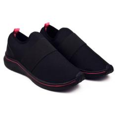 Tênis  Feminino Caminhada Adics Sem Cadarço, 35, Preto, Rosa