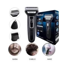 Maquina Aparelho Barbeador Para Barba Nariz Cabelo 3 Em 1 Kemei Shaver