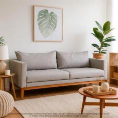 Sofá 3 Lugares 2m Material Sintético Design Retrô Elegante Ideal para 