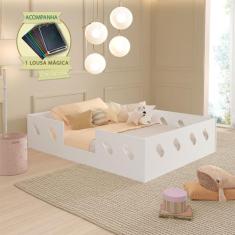 Cama Casal Montessoriana Infantil Helena Branca Acompanha Lousa Mágica