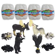 Blocos de quebra-cabeça Ukenn Animals Figures, brinquedo pré-escolar 3D, 4 peças