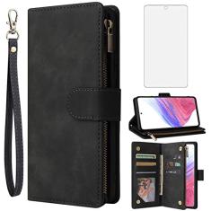 Asuwish Capa carteira compatível com Samsung Galaxy A53 5G 2022 e protetor de tela de vidro temperado, capa flip de couro, porta-cartões, capas para celular Gaxaly A53 G5 Galaxies 53A SM A536U