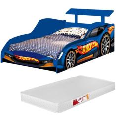 Cama Solteiro Infantil Junvenil 188 x 88 cm  Com Colchão Menino Carro 