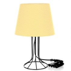 Abajur Torre Dome Amarelo/bolinha Com Aramado Preto - MARRYLUZ