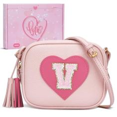 KKXIU Bolsa infantil para meninas e mulheres, bolsa transversal de couro vegano com borla, Caixa