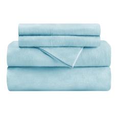 Superior Jogo de lençol de cama de algodão escovado de flanela, macio, quente, lençóis lisos modernos, decoração de quarto, 1 lençol de cima, 1 lençol com elástico alto, 1 fronha, solteiro GG, azul