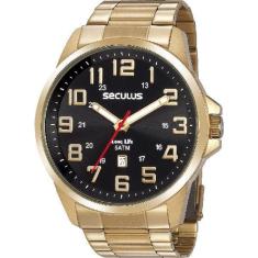 Relógio Masculino Seculus Analógico Dourado Aço 20807Gpsvda2