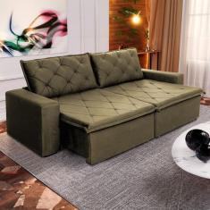 Sofá Cama Bangkok Sem Caixa 2,10m Retrátil e Reclinável Com Molas Velut Tabaco - King House