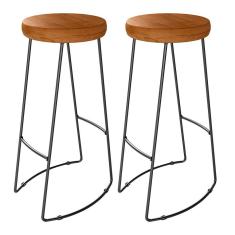 Kit 02 Banquetas Altas Cozinha Maia D01 Peroba Rosa