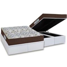 Cama Box Baú Queen Kit Colchão Espuma D45 Courano White 158x198cm Ortobom