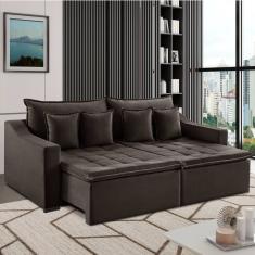 Sofá 4 Lugares 274cm Retrátil E Reclinável Amy Veludo Café