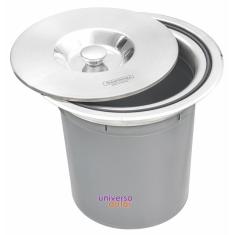 Lixeira de Embutir Tramontina Clean Round com Balde Plástico 5 L Aço Inox