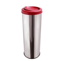 Lixeira Inox Com Tampa Flip-TopInox (Basculante) 30 Litros - CCM, Verm