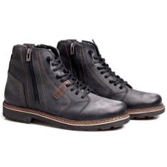 Bota Rafarillo Coturno Masculina Couro Aumenta Altura Lisa-Masculino