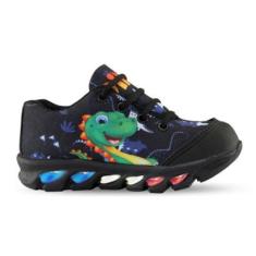 tenis de led infantil masculino dinossauro com luzinha meninos-Masculino