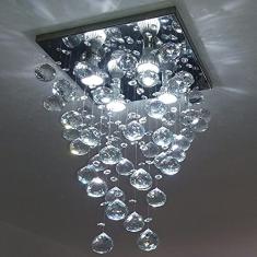 LUSTRE DE CRISTAL PARA SALA,QUARTO COM 60CM DE ALTURA,BASE DE INOX ESPELHADO 30X30CM,CRISTAIS K9