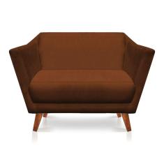 Namoradeira 2 Lugares Pérsia Suede Terracota Pés Chanfrado Castanho - Pallazio