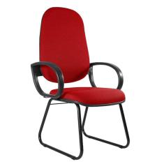 Cadeira Presidente Base Sky com Braço Orelha Metal Wood Design Vermelho