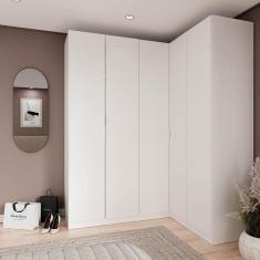 Guarda Roupa Modulado de Canto 5 Portas 3 Peças Hera CabeCasa MadeiraMadeira Branco Geada