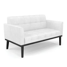 Sofá Namoradeira 2 Lugares Base de Madeira Preto Elisa Corano Branco D03 - D`Rossi