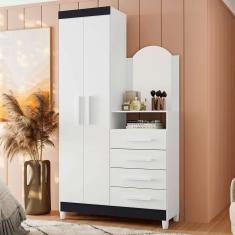 guarda-roupa solteiro com espelho capri flex 2 pt 4 gv branco