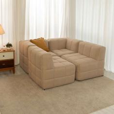sofá guldi popup com 2 módulos canto e 2 centrais linho bege