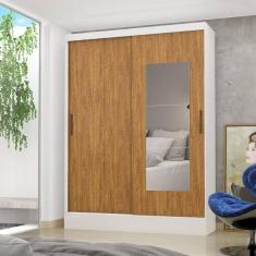Guarda-roupa Belem 2 Portas De Correr 2 Gavetas Com Espelho Branco Cinamomo
