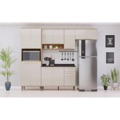 Cozinha Completa Modulada -Torre-Balcão C/Tampo-Aereo-Armario 11 Portas Avela/Mocca -Luciane