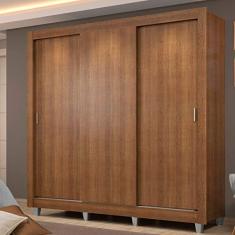 Guarda Roupa Casal Madesa Lyon Plus 3 Portas de Correr 4 Gavetas com Pés - Rustic