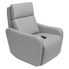 Poltrona Decorativa Reclinável Elétrica Moroni Couro Cinza - Gran Belo