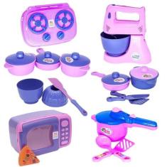 Kit Forminha Menina Brinquedo Panelas Batedeira Cozinha 17Pç - Altimar