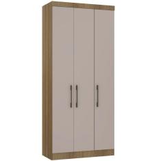 Guarda Roupa Modulado 101,50cm 3 Portas Paris Luciane Móveis Avelã Pf Com Cinammon Pf