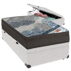 Cama Box Baú Branco e Colchão ISO Superpocket Molas Ensacadas Solteiro