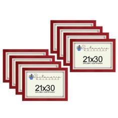 Kit 8 Molduras Porta Diploma Certificado A4 21x30 Vermelho - Santamari