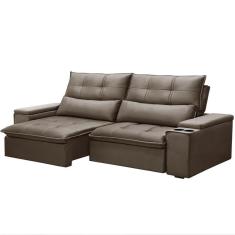 Sofá Retrátil Reclinável 3 Lugares 210cm Moritz F05 Veludo Castor - Mpozenato