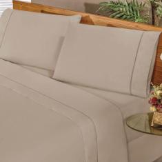 Jogo de Lençol Casal 200 Fios 4 Peças Elegance - Cáqui - Bia Enxovais