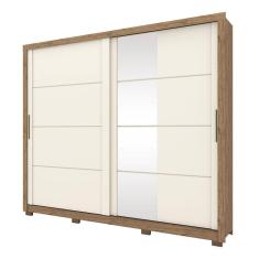 Roupeiro Casal Palace D237 Rústico Off White Com Espelho Henn