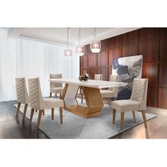 Sala de Jantar Lara 180 Tp Mdf com 6 Cadeiras Safira