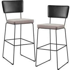 Kit 02 Banquetas Altas Cozinha Sala Jantar Fixa Allana L02 material si