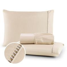 Jogo de Lençol Queen 3 peças Percal Ponto Palito 400 fios - Bella Soro