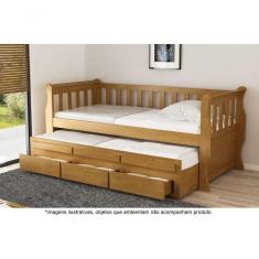 Bicama Solteiro Com 3 Gavetas Em Madeira Maciça Crystal Imbuia