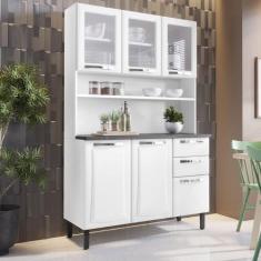 Cozinha Compacta em Aço 120cm 6 Portas 3 de Vidro 2 Gavetas Pratika It