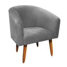 Poltrona Stella Suede Grafite Pés Palito Castanho Drossi