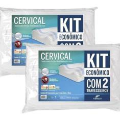 Kit 2 Travesseiro Cervical Ortopédico Lavável Fibrasca